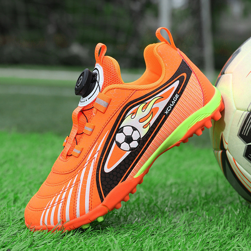 儿童足球鞋初学男童女童魔术贴免系鞋带小学生TF碎钉短钉训练鞋