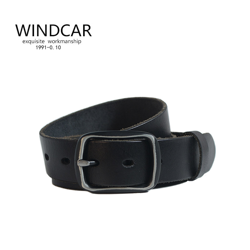 windcar真皮男女韩版实用百搭配牛仔裤日字扣皮带头层牛皮休闲腰