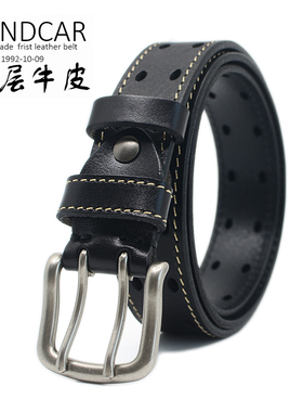 双针扣休闲风中年皮带