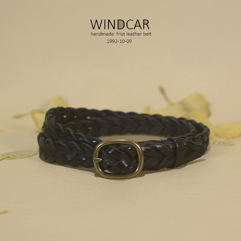 皮带WINDCAR真皮女编织简约百搭