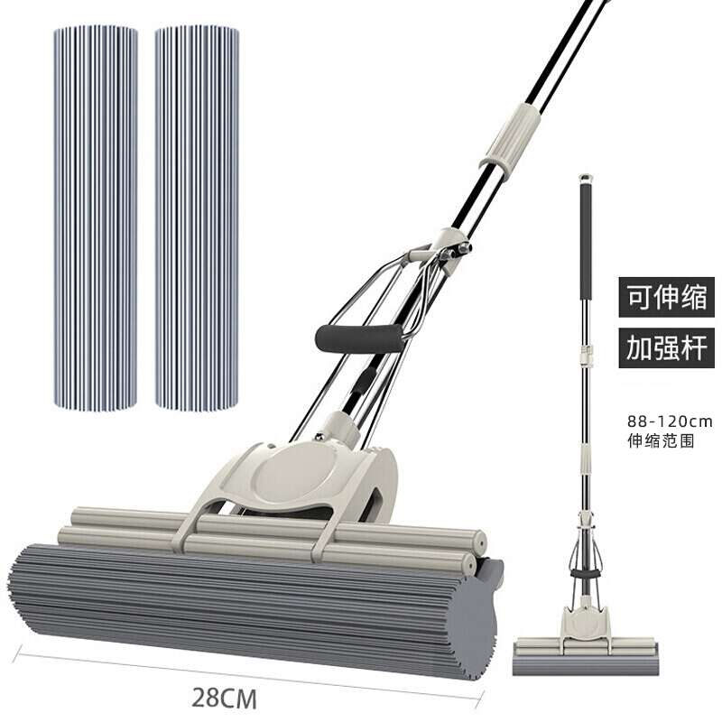 雅高胶棉胶棉拖把伸缩免手洗