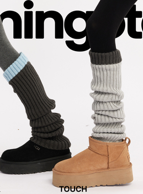 灰色袜子女2025新款爆款复撞色拼接秋冬加绒加厚保暖袜套堆堆袜