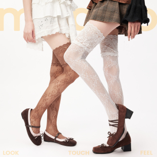 白色长筒蕾丝丝袜女春夏法式 花边性感纯欲镂空芭蕾风lolita过膝袜