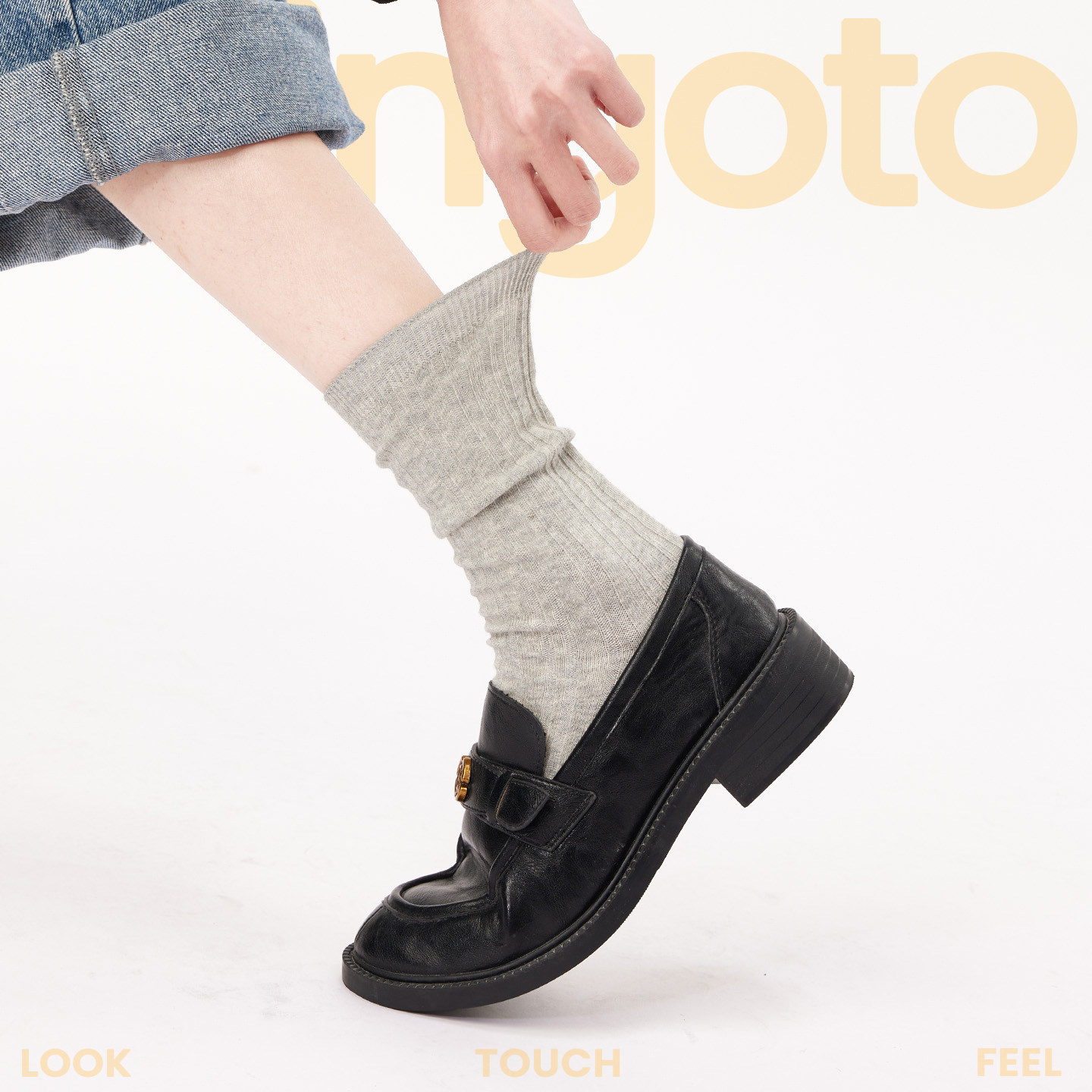 灰色长筒袜女款春夏薄款韩系复古ins艺术生袜竖条纹双针堆堆袜,女士内衣/男士内衣/家居服,长筒袜,淘宝优惠券,粉丝福利购,淘宝优惠卷