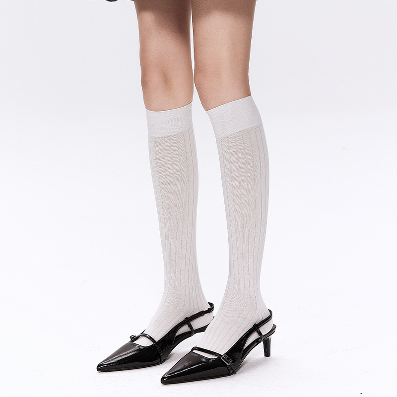 白色小腿袜miu系显瘦高筒