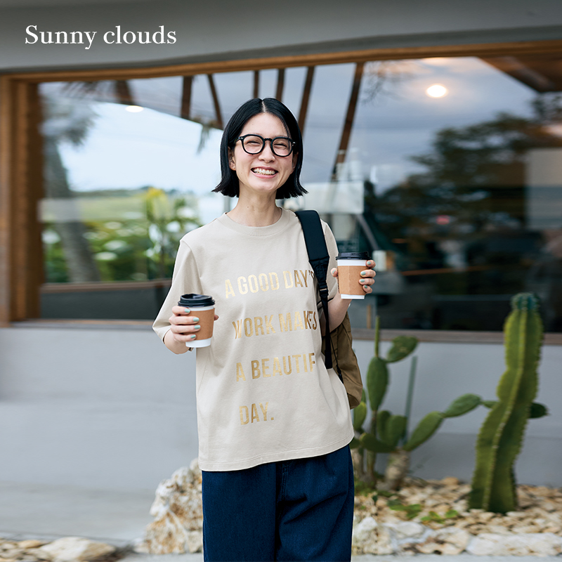 米色印花短袖T恤宽松百搭