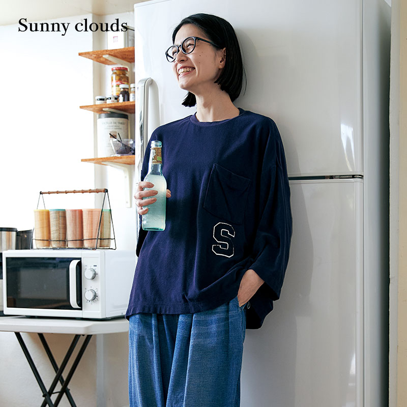 Sunnyclouds女式纯棉落肩T恤衫