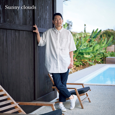 白色短袖褶皱衬衫男夏季