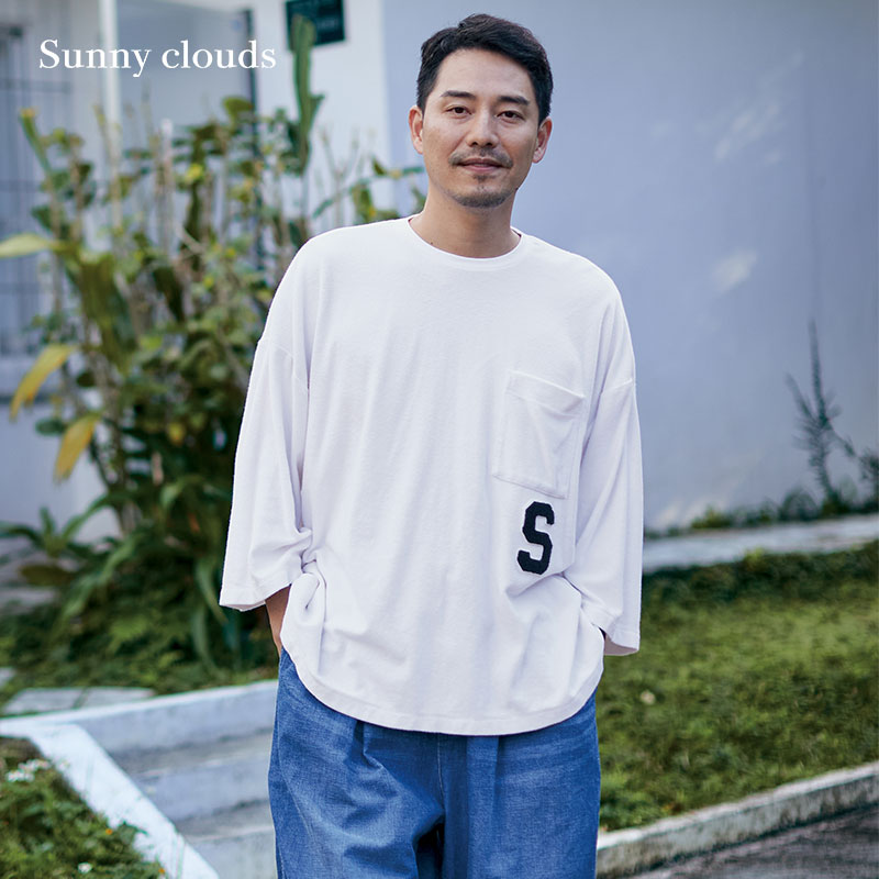 Sunnyclouds男式纯棉落肩T恤衫