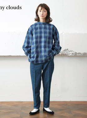 桑妮库拉/Sunny clouds 女式棉混靛蓝染牛仔九分萝卜裤