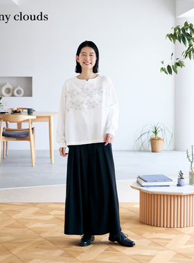 秋季新品 桑妮库拉/Sunny clouds纯棉野菊刺绣罩衫白色衬衫日系女