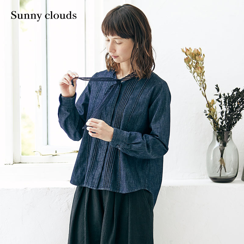 Sunnyclouds女式纯棉牛仔衬衫