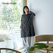 新品 桑妮库拉 Sunny 冬季 clouds女式 纯棉磨毛格子连衣裙日系立领