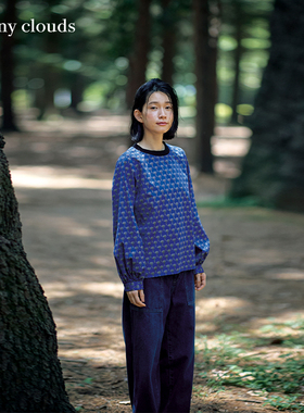 秋季新品 桑妮库拉/Sunny clouds纯棉蘑菇印花罩衫日系衬衫宽松女