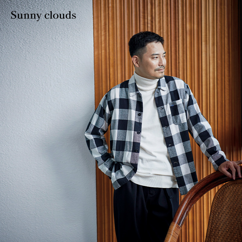 桑妮库拉/Sunny clouds男式纯棉精梳纱针织高领衫（白）