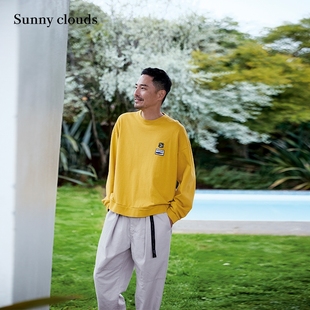 春季新品 桑妮库拉/Sunny clouds男士纯棉徽章装饰长袖T恤(黄)