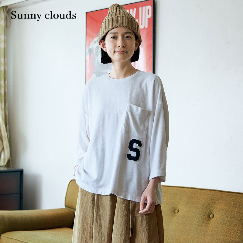 Sunnyclouds女式纯棉落肩T恤衫