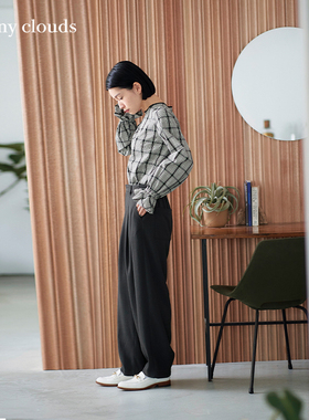 桑妮库拉/Sunny clouds碳灰色宽松气球裤休闲裤长裤百搭