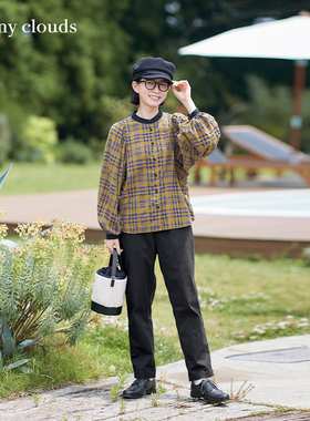 桑妮库拉/Sunny clouds 棉混九分萝卜裤黑色休闲裤长裤