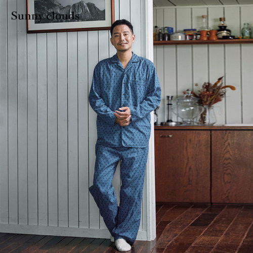 双纱棉果实印花家居服蓝色睡衣