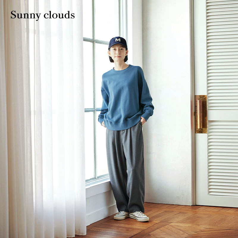桑妮库拉/Sunny clouds棉混企鹅刺绣男友风卫衣套头上衣