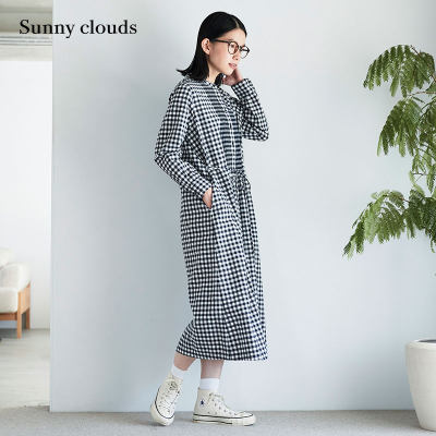 Sunnyclouds女式纯棉格子连衣裙