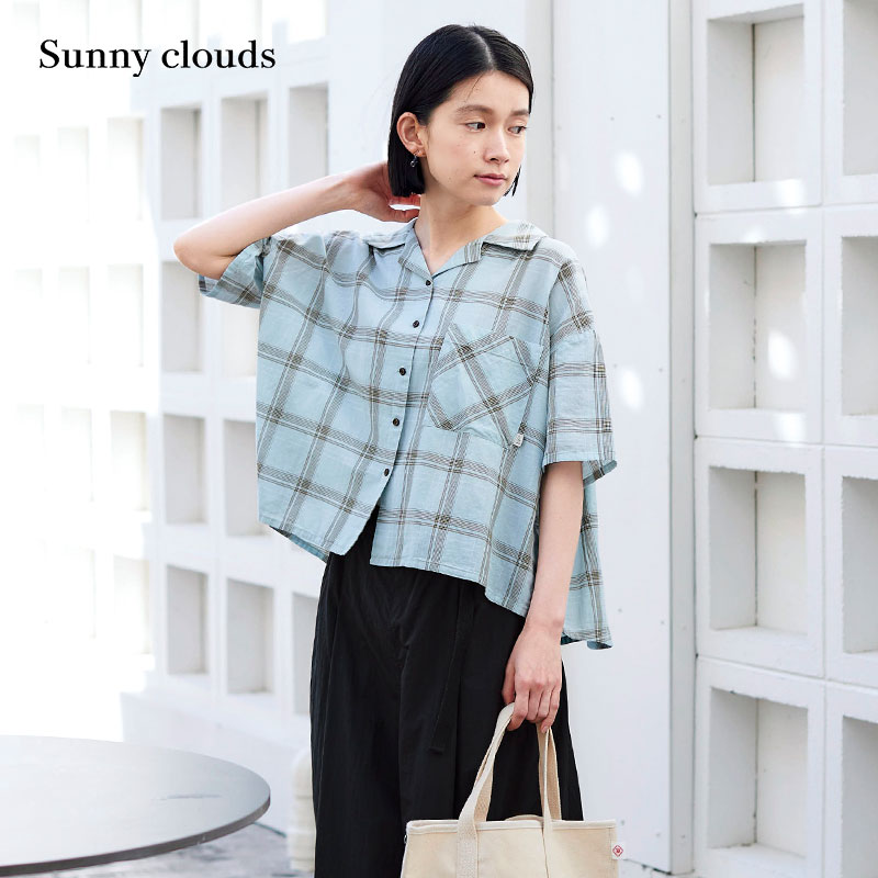 Sunnyclouds女式纯棉格子衬衫