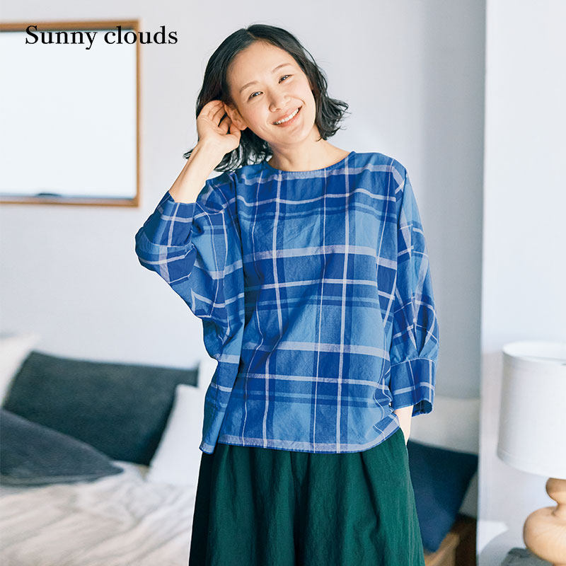 Sunnyclouds女式纯棉格子罩衫