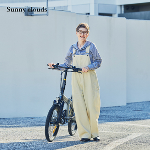 新品 純棉工裝 clouds 女式 Sunny 風直筒背帶褲 春季 桑妮庫拉
