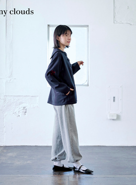 冬季新品 桑妮库拉/Sunny clouds 纯棉泼墨束脚卫裤灰色休闲裤女