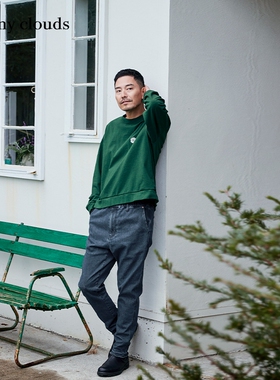 春季新品 桑妮库拉/Sunny clouds男士纯棉徽章装饰长袖T恤（绿）