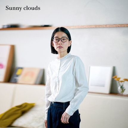 春季新品 桑妮库拉/Sunny clouds 女式纯棉蕾丝领衬衫（白色）