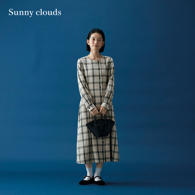 格子设计感连衣裙纯棉外套两穿