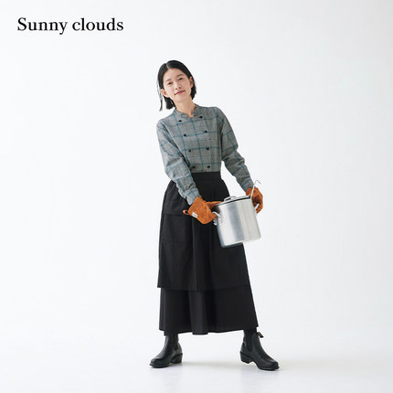 桑妮库拉/Sunny clouds 纯棉围裙风双层半身裙黑色裙子