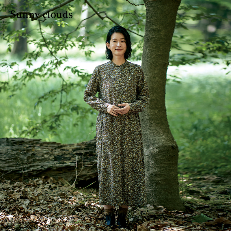 森系满印连衣裙宽松百搭长裙