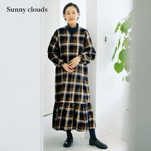 Sunny clouds Shuttle Notes日本面料 女式纯棉格子连衣裙