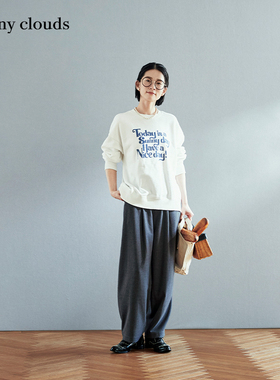 桑妮库拉/Sunny clouds 女式纯棉男友风英文印花卫衣