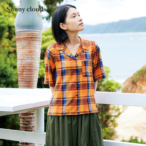 Sunnyclouds女式纯棉格子衬衫