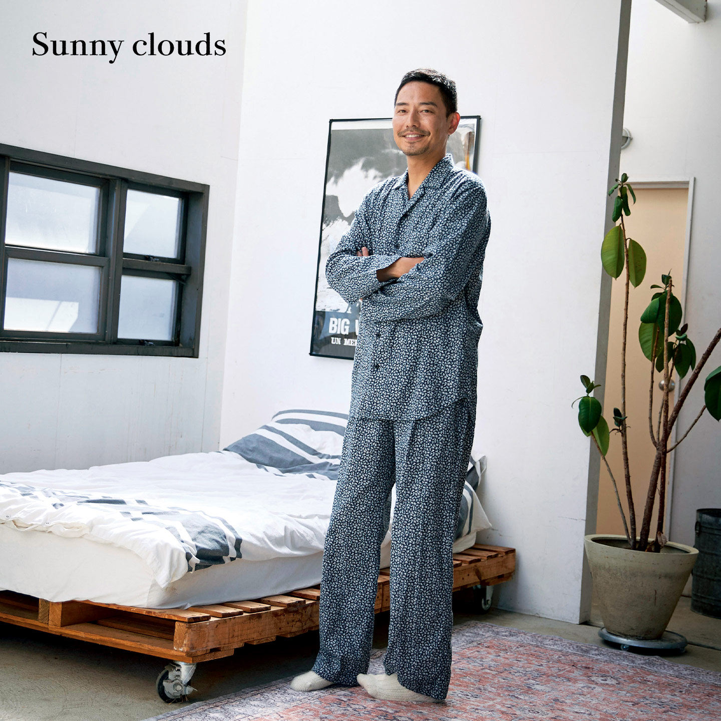 冬季纯棉睡裤男白熊印花