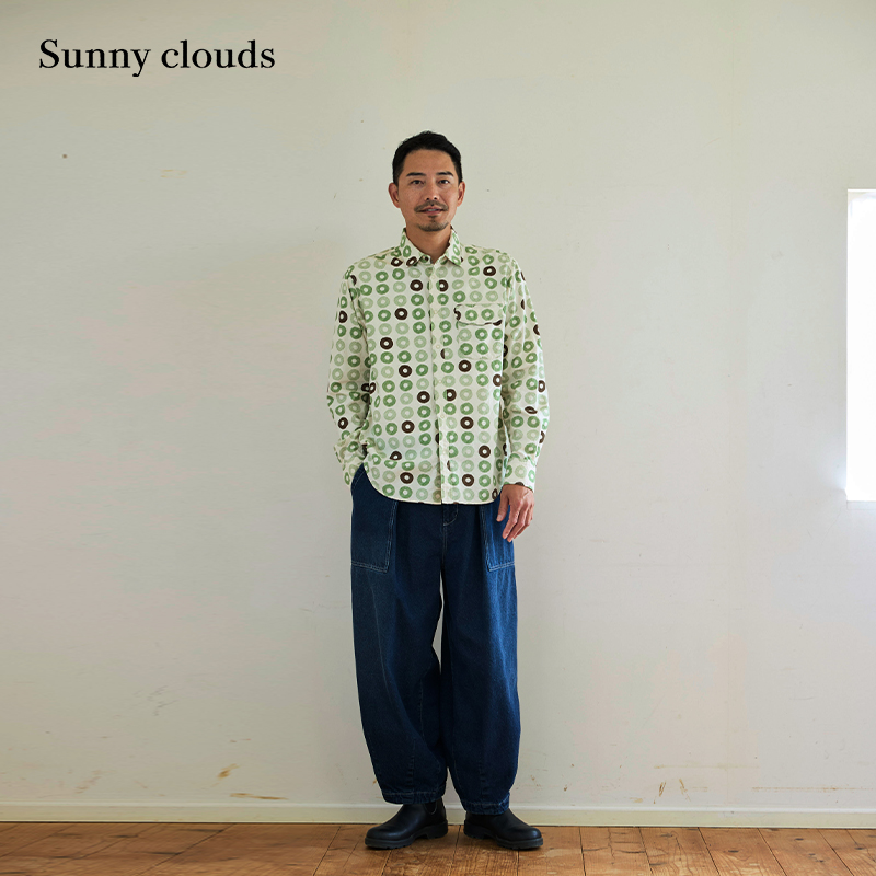 男式纯棉甜甜圈日系印花衬衫