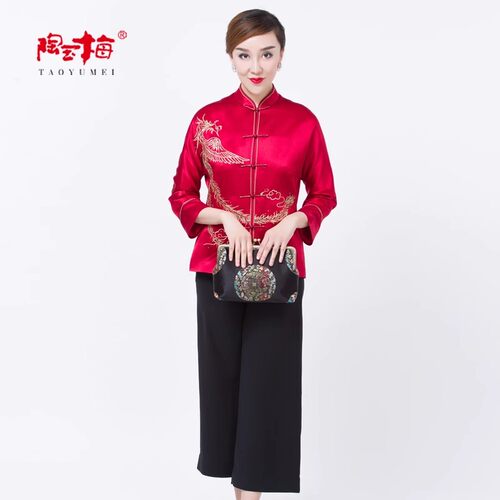 DS陶玉梅唐装女复古风修身中老年婚宴妈妈装正装中式礼服K11D164