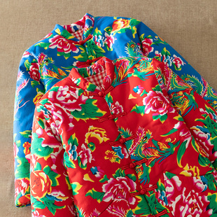 女士东北大花布棉袄 女加厚保暖短款花棉服外穿加厚棉衣冬季