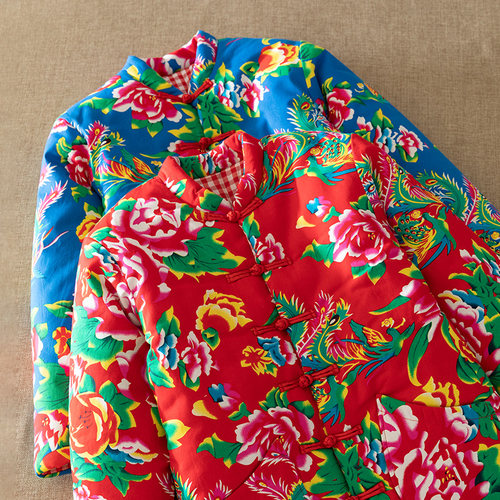 女士保暖花棉服加厚棉袄