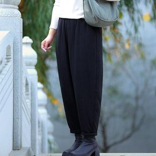 2024宽松显瘦保暖加厚秋冬棉裤 文艺复古夹棉萝卜裤 女式 木吻原创