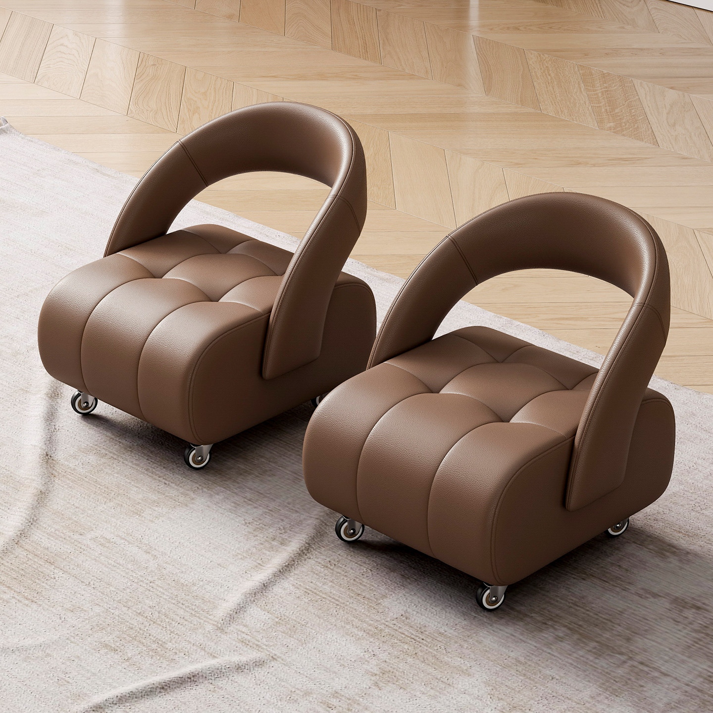 德国进口高级感滑轮静音小板凳沙发凳靠背家用小凳子万向轮客厅