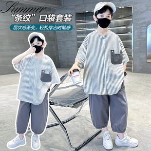 男童夏装套装2025新款儿童装夏季运动夏款男孩薄款中大童酷帅气潮