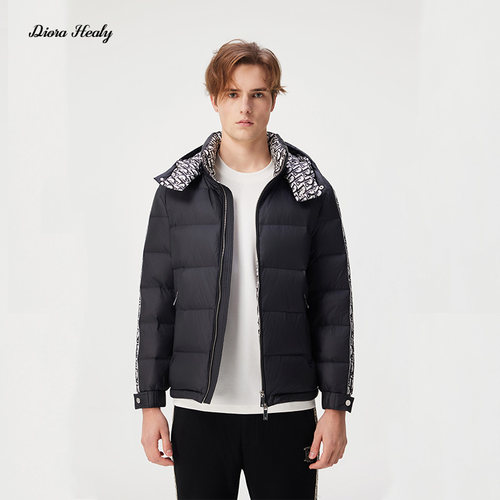 Diora healy 秋冬男女同款连帽羽绒服 轻奢满印内衬保暖短款外套