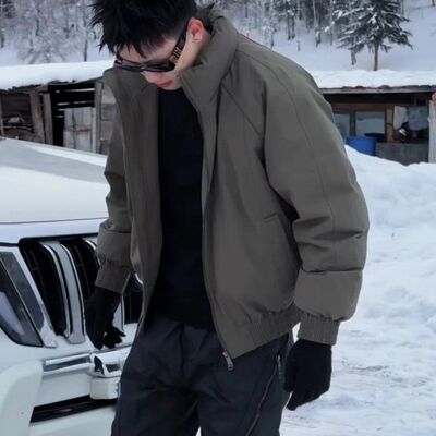 300斤加大码军绿色白鸭绒羽绒服