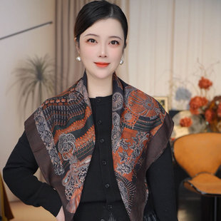 秋冬时尚 双面异色丝绒磨毛棉质85CM方巾复古保暖护颈围脖围巾披肩