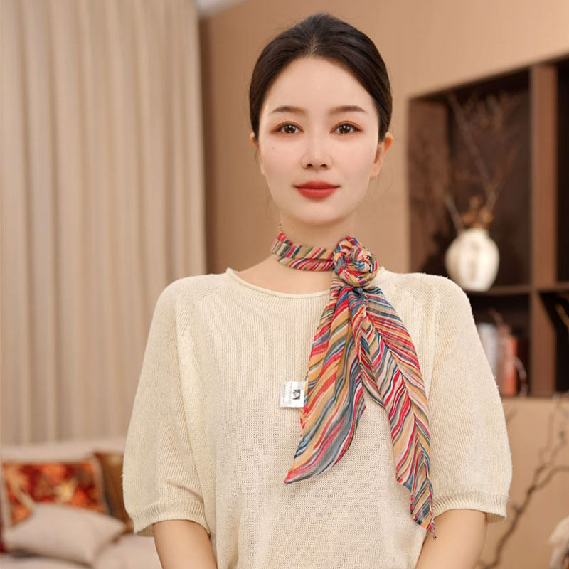 七彩条纹飘带165*20长款女斜角百搭裙子装饰护颈丝带丝巾防晒披肩